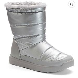tek gear Silver Metallic Quilted Faux-Fur Ankle Boots